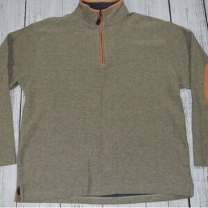 Orvis cotton quarter zip with leather trim